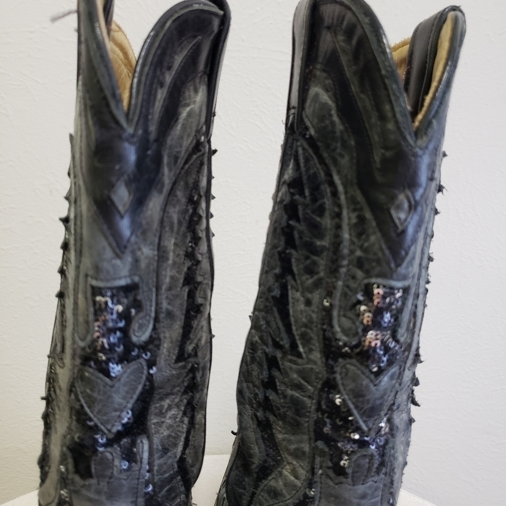 Corral Eagle Sequin Inlay Snip Toe Cowgirl Boots - Picture 11 of 16